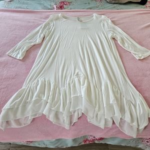 Women's White Ruffled Tunic Top NWT